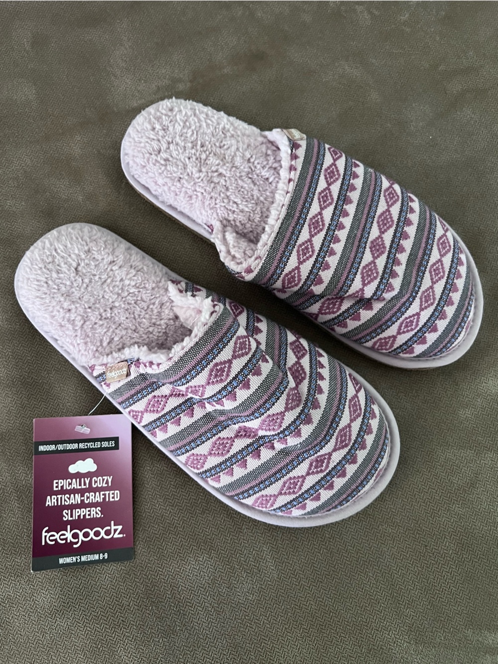 NWT Feelgoodz Equinox Mule Slippers purple size 8-9
